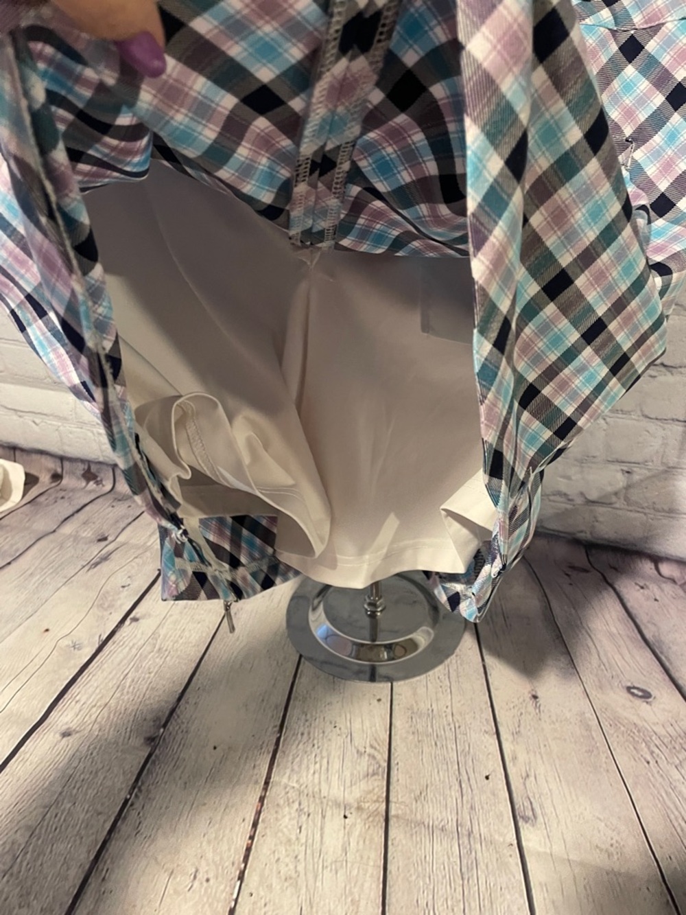 Lady Hagen Blue and Pink Plaid Skort with Side Zip Sz10 - Picture 4 of 6